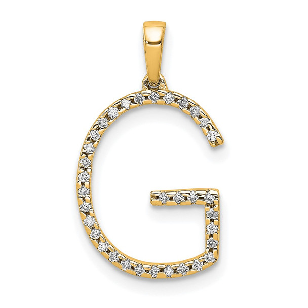 14k Yellow Gold Diamond Letter G Initial Pendant