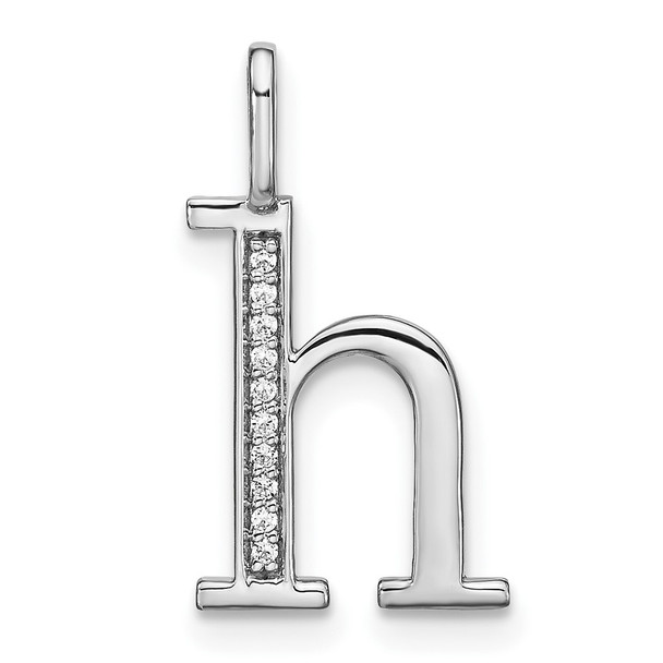 14K White Gold Diamond Lower Case Letter H Initial Pendant PM8366H-004-WA