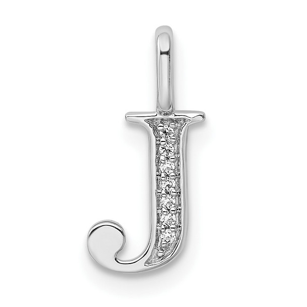 14K White Gold Diamond Letter J Initial Pendant PM8365J-003-WA