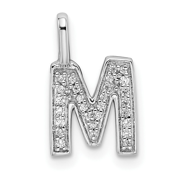 14K White Gold Diamond Letter M Initial Pendant PM8367M-009-WA