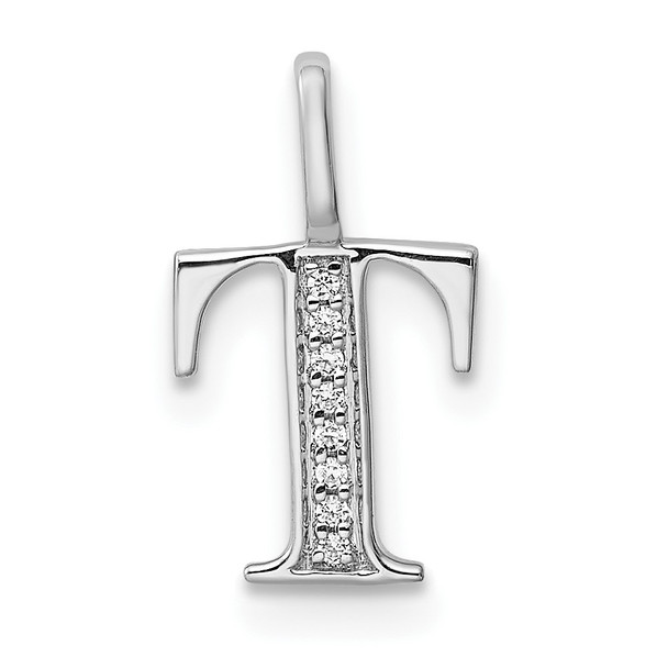 14K White Gold Diamond Letter T Initial Pendant PM8365T-002-WA