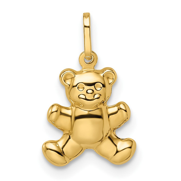 14k Yellow Gold Polished Puffed Teddy Bear Pendant