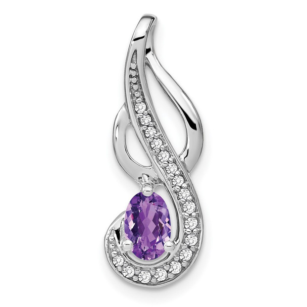 14k White Gold Amethyst and Diamond Swirl Pendant