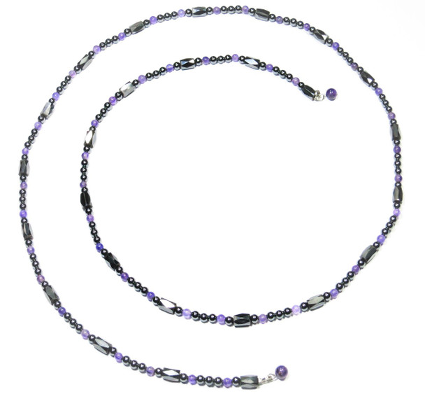 Simulated Amethyst Magnetic Lariat Style Necklace
