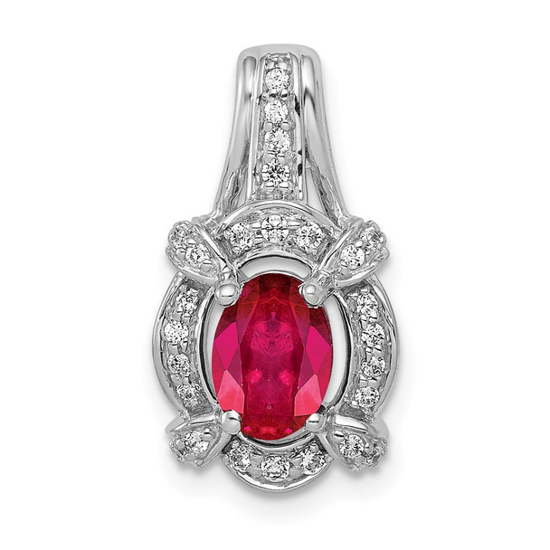 14k White Gold 1/5ctw. Diamond and 1.10ct Ruby Pendant