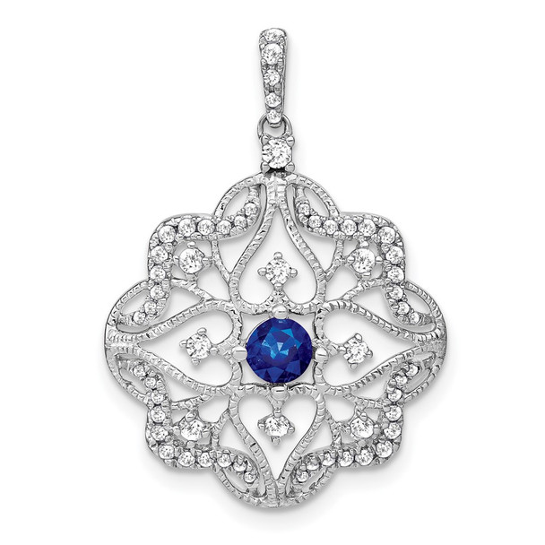 14k White Gold Sapphire and Diamond Pendant PM7198-SA-038-WA