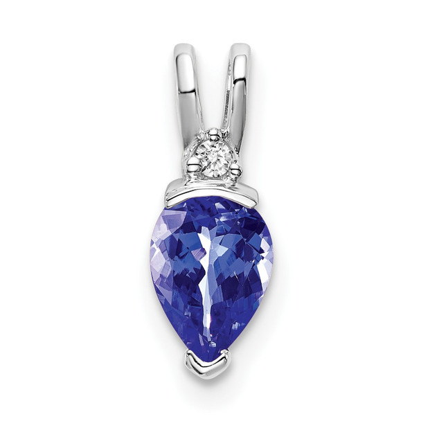 14k White Gold Pear Tanzanite and Diamond Pendant