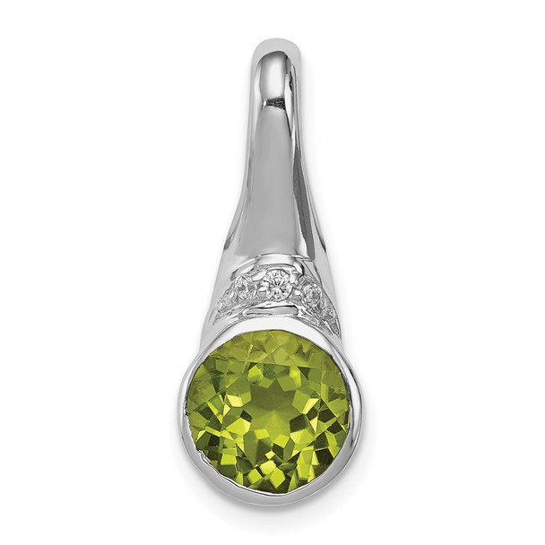 Sterling Silver Rhodium-plated CZ and Peridot Pendant