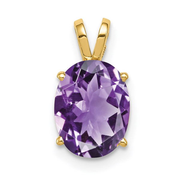 14k Yellow Gold 9x7mm Oval Amethyst Pendant