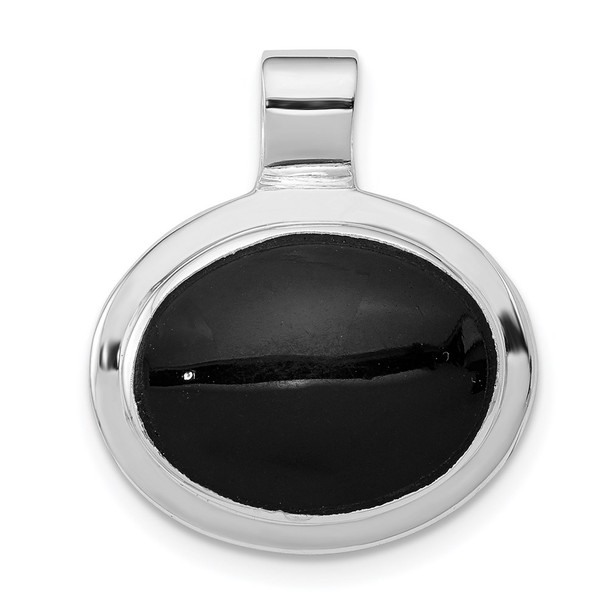 Sterling Silver Rhodium Plated Onyx Pendant