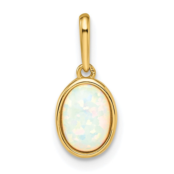 14k Yellow Gold Lab Created Opal Pendant