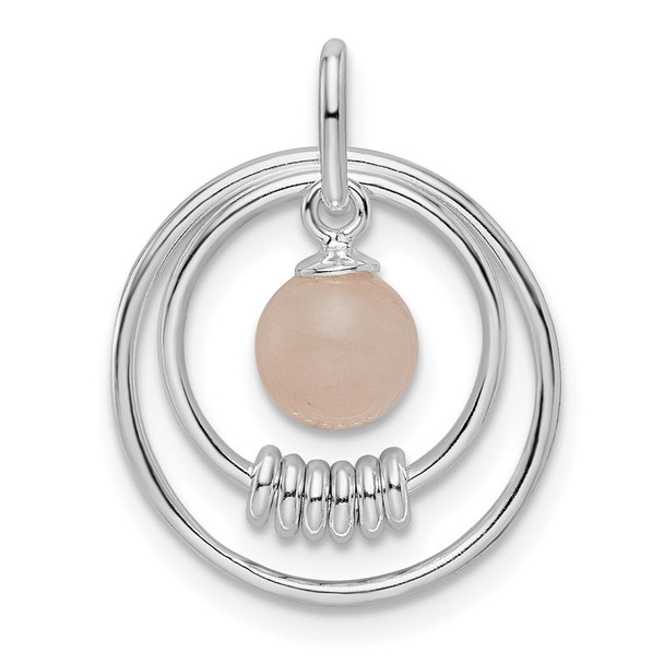 Sterling Silver Polished Pink Quartzite in Circles Pendant