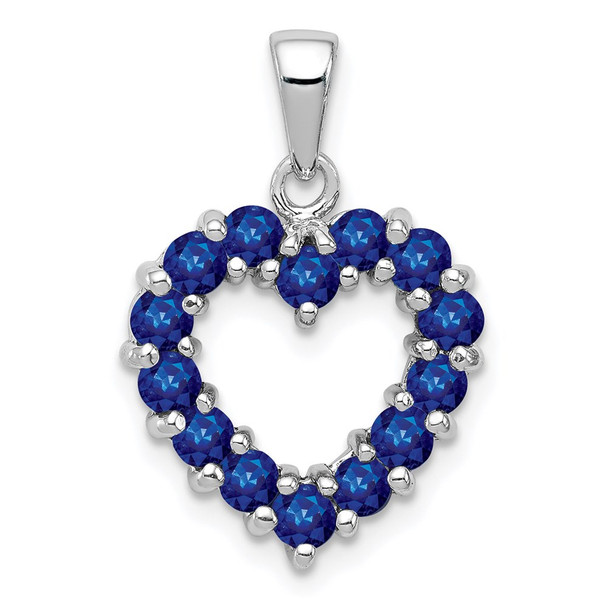 Sterling Silver Rhodium-plated Sapphire Pendant