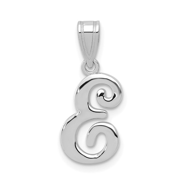 14k White Gold Script Letter E Initial Pendant