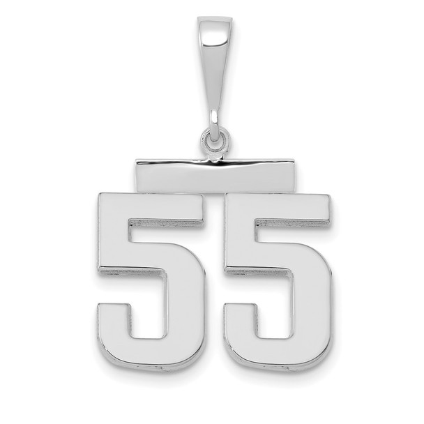 14k White Gold Medium Polished Number 55 Pendant