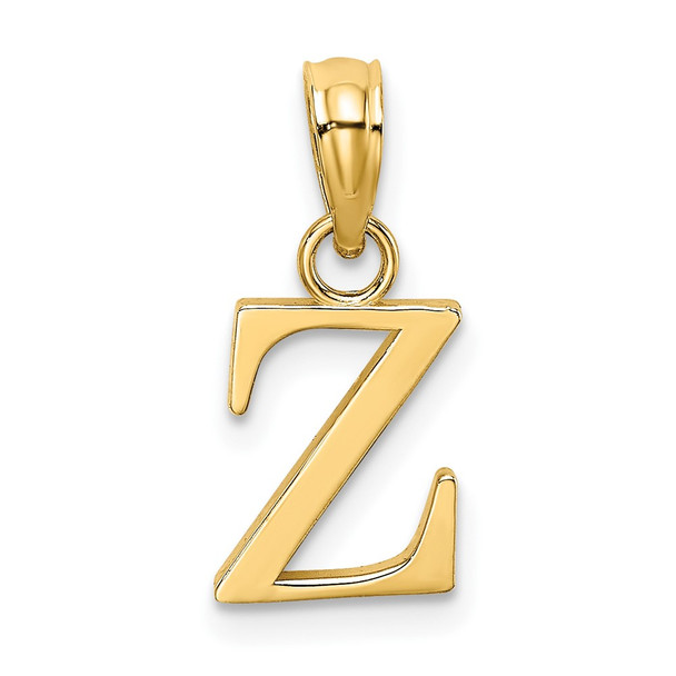 14k Yellow Gold Polished Block Letter Z Initial Pendant