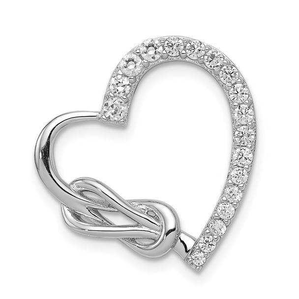 Sterling Silver Rhodium-plated CZ Heart Chain Slide Pendant QP4451