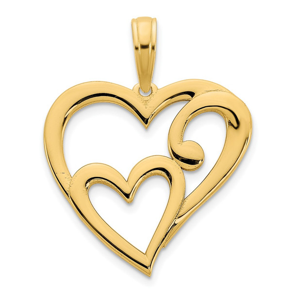 14k Yellow Gold Heart in Heart Pendant