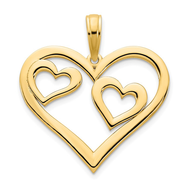 14k Yellow Gold Heart in a Heart Pendant D5073