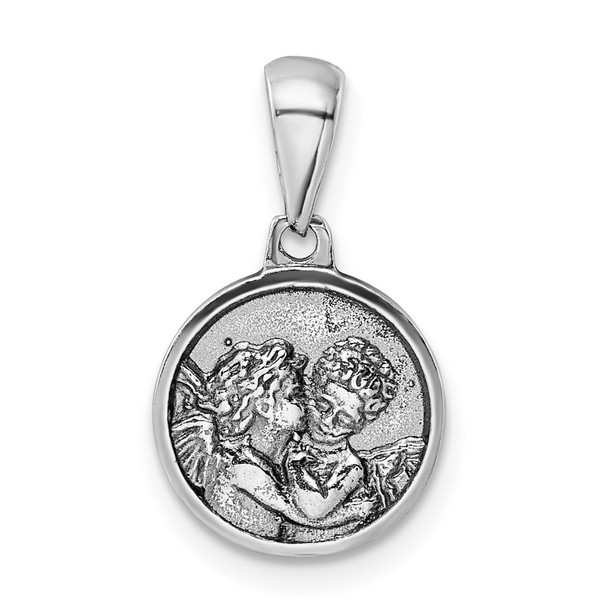Sterling Silver Rhodium-plated Angels Circle Pendant