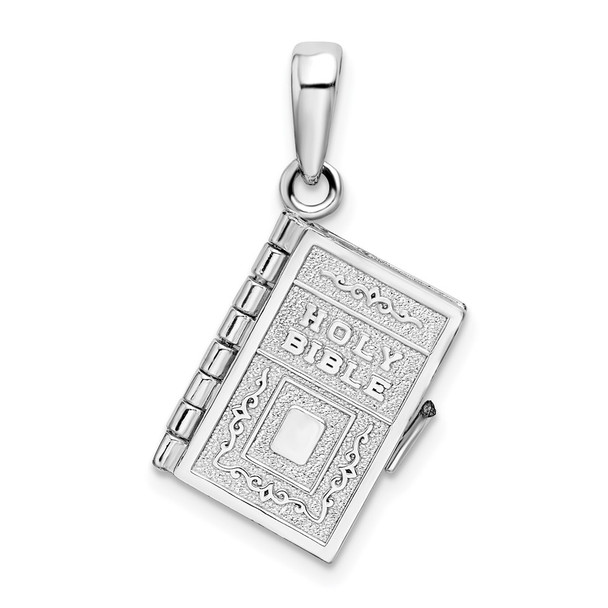 Sterling Silver Polished Moveable 3D Lords Prayer Bible Pendant