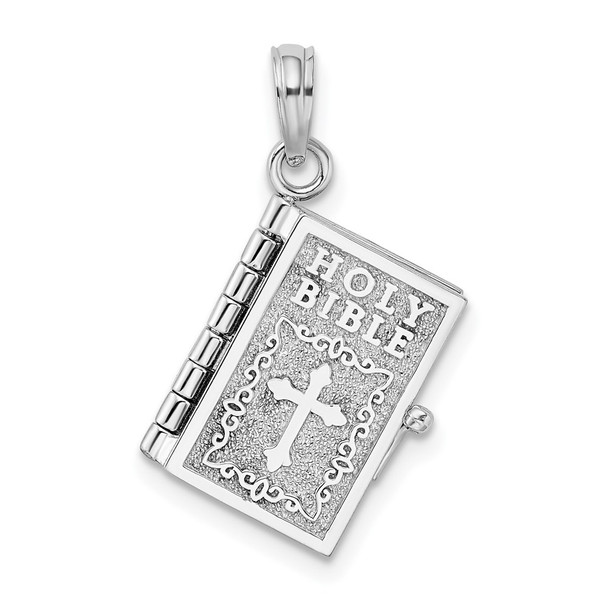 Sterling Silver Polished 3D Moveable Lords Prayer Bible Pendant