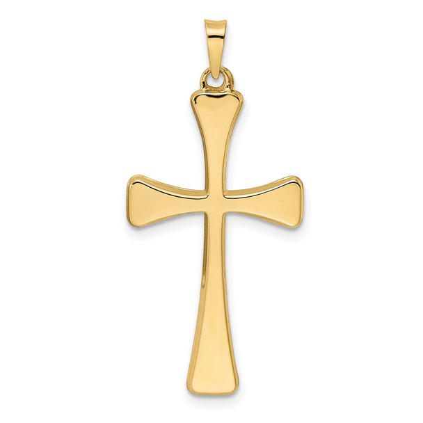 14k Yellow Gold Polished Hollow Cross Pendant