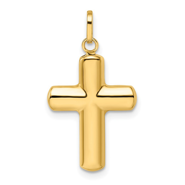 14k Yellow Gold Polished Puffed Cross Pendant