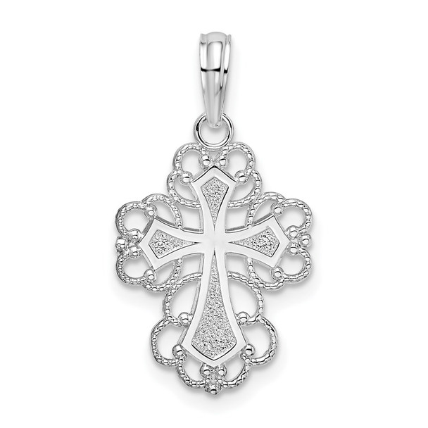Sterling Silver Polished Fancy Lacy Cross Pendant