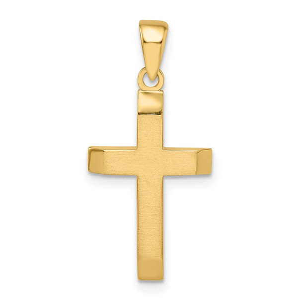 14k Yellow Gold Satin/Polished Beveled Small Latin Cross Pendant