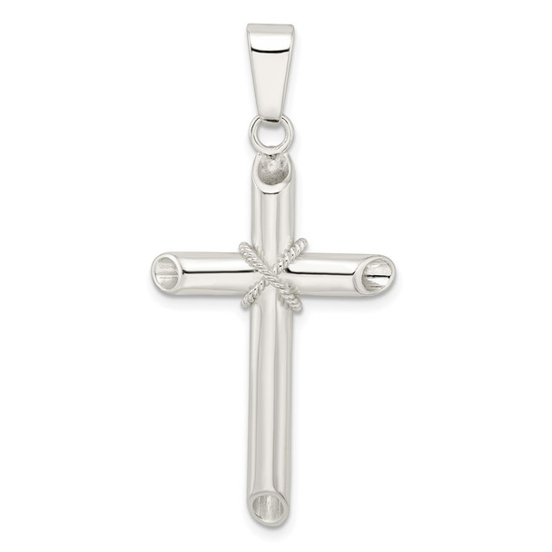 Sterling Silver Polished X Center Hollow Tube Cross Pendant