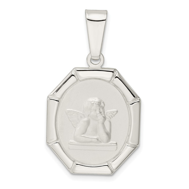 Sterling Silver Satin Raphael Angel Pendant