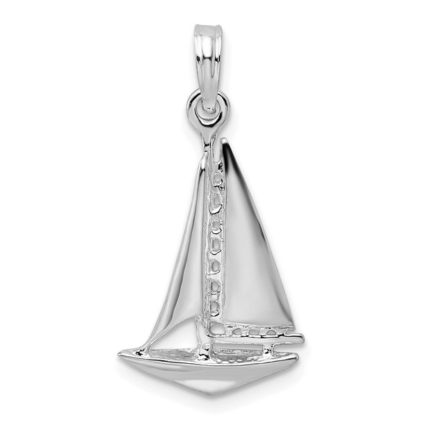 Sterling Silver Polished 3D Sailboat Pendant QC10154