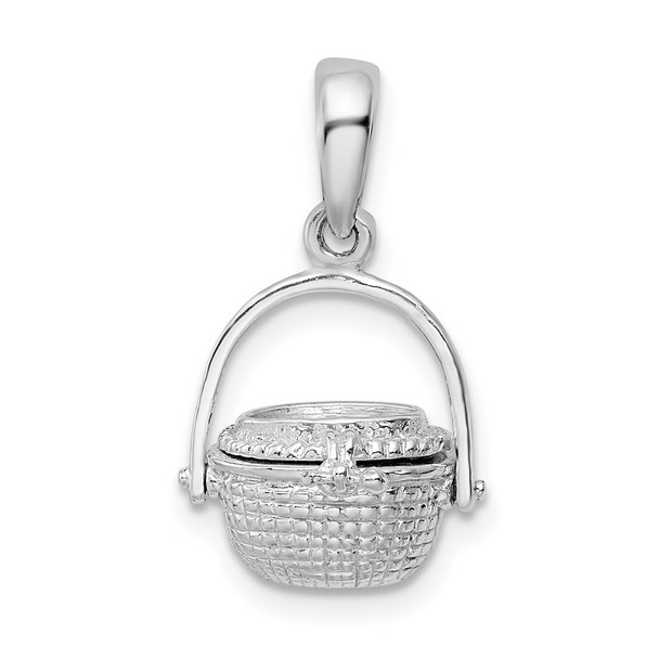 Sterling Silver Polished 3D Moveable Nantucket Basket Pendant