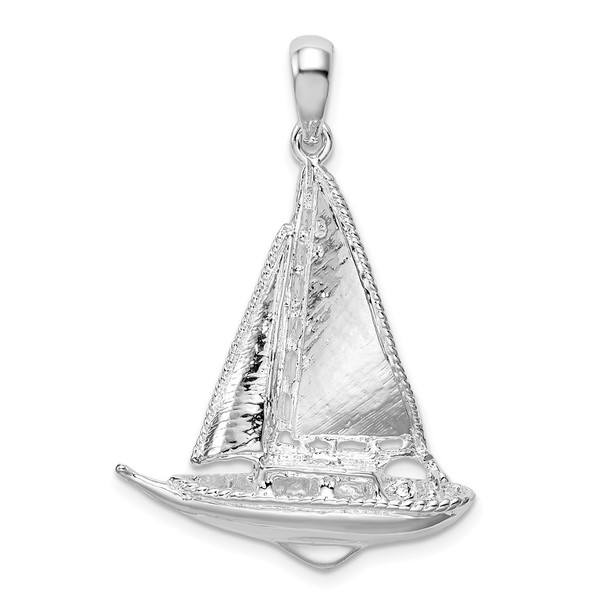 Sterling Silver Polished 3D Sailboat Pendant QC10385
