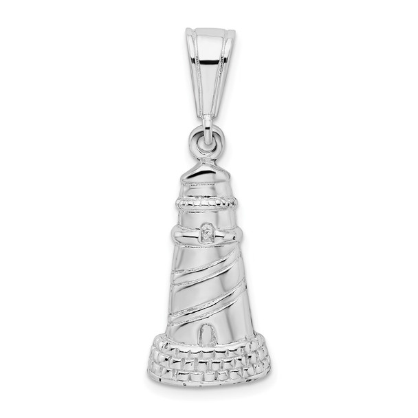 Sterling Silver Polished/Textured Lighthouse Pendant