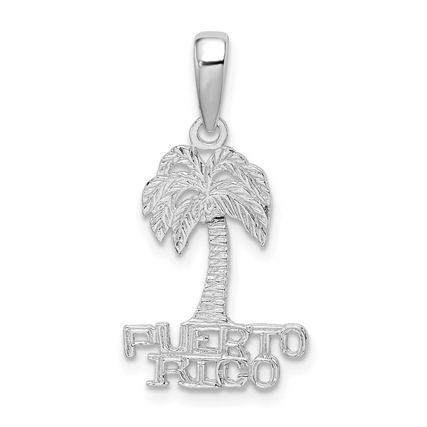 Sterling Silver Polished Puerto Rico Palm Tree Pendant