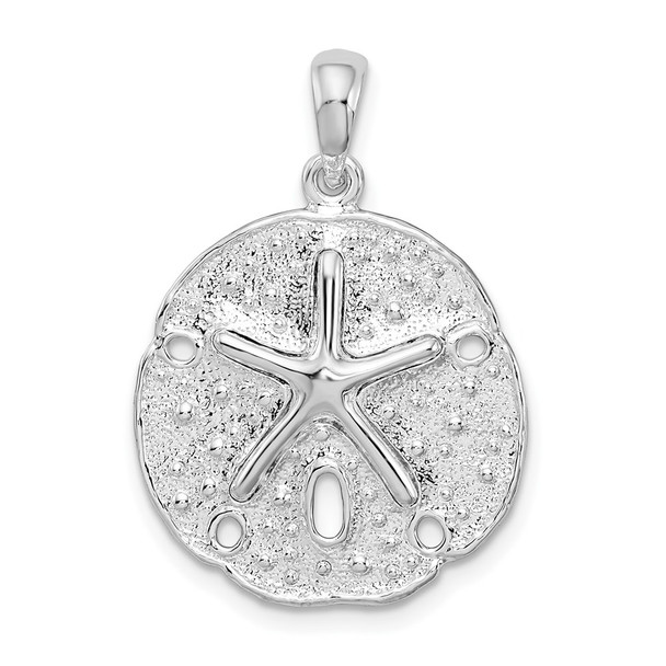 Sterling Silver Polished/Textured Sand Dollar Pendant QC10096