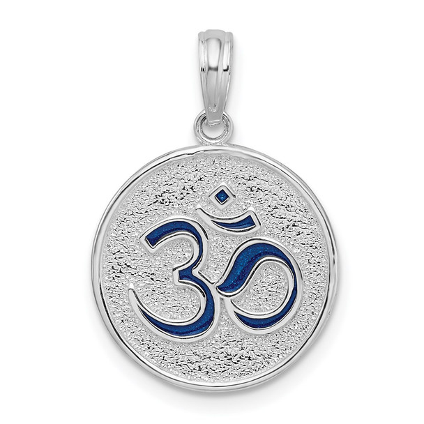 Sterling Silver Polished Reversible Enameled Ohm/Lotus Pendant