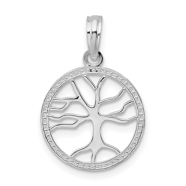 Sterling Silver Polished Cut-out Tree of Life Pendant