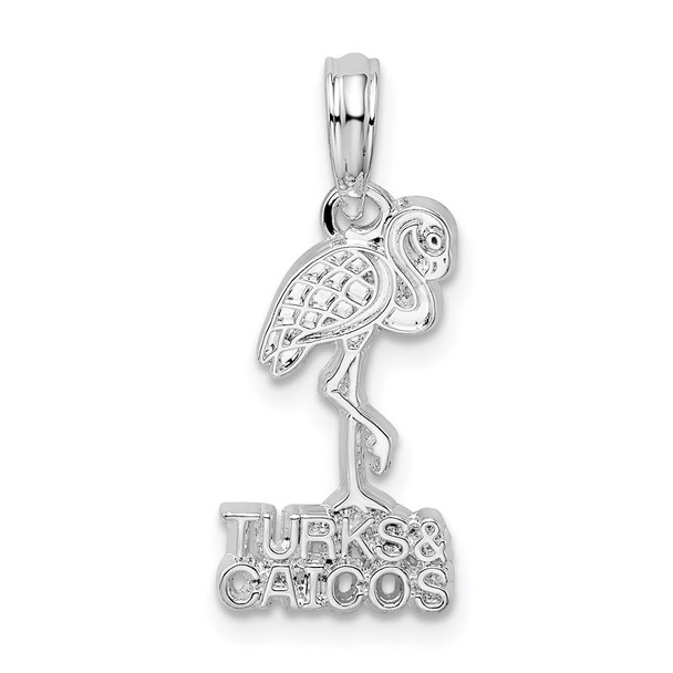Sterling Silver Polished Turks and Caicos Flamingo Pendant