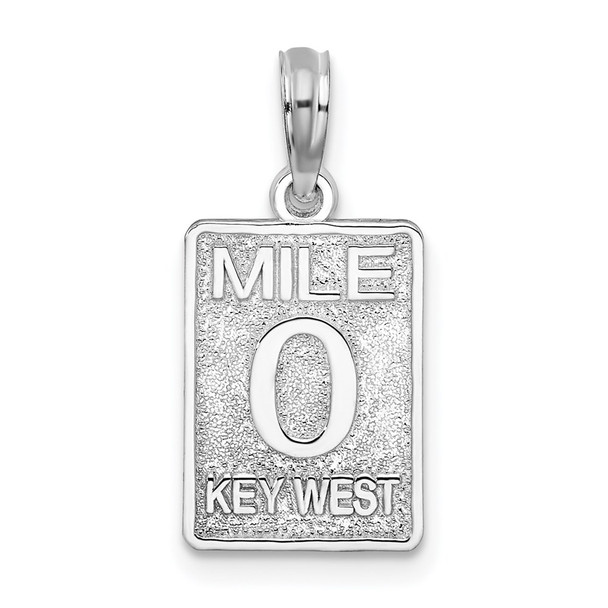 Sterling Silver Polished 0 Mile Marker Key West Pendant