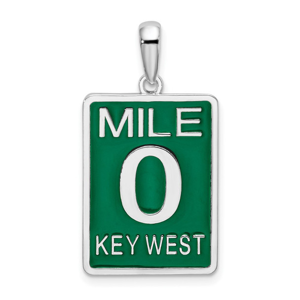 Sterling Silver Polished Enameled Large Key West Mile 0 Pendant