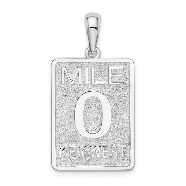 Sterling Silver Polished Large 0 Mile Marker Key West Pendant