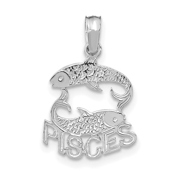 14k White Gold PISCES Pendant