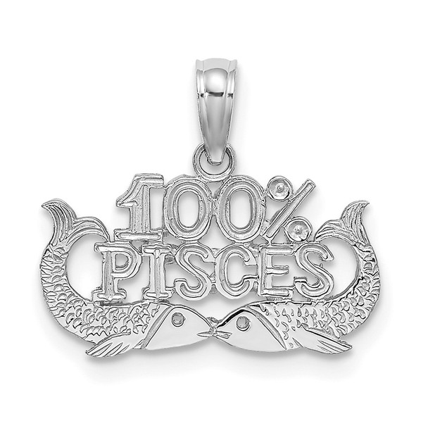 14k White Gold 100% PISCES Pendant