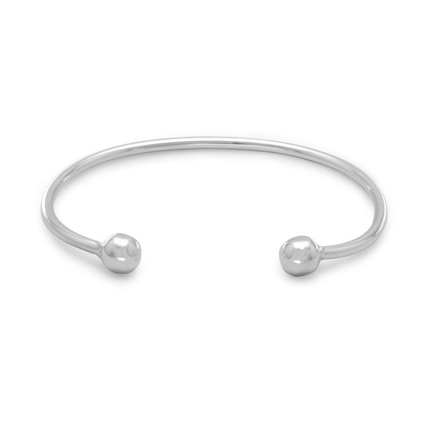 Sterling Silver Men's Cuff Bracelet with Ball Ends