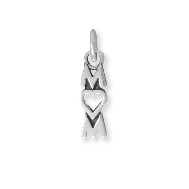 Sterling Silver "MOM" with Heart Charm