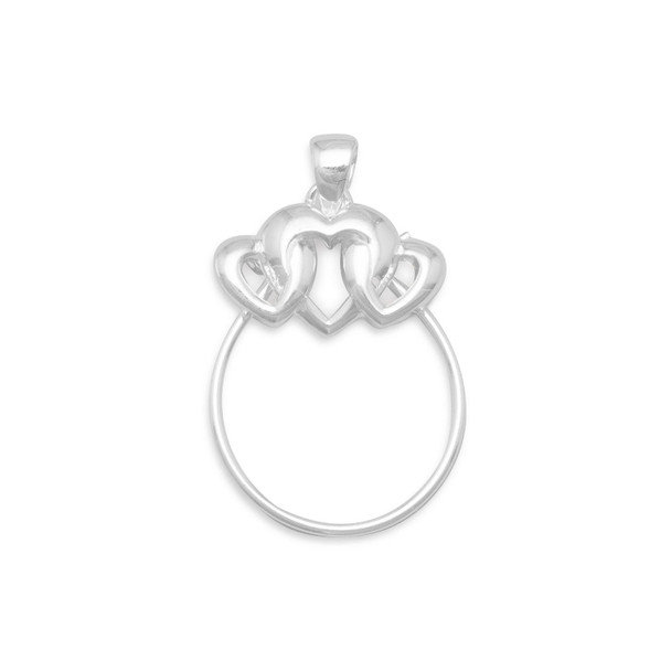 Sterling Silver 3 Heart Charm Holder Pendant