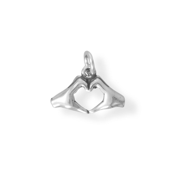 Sterling Silver Heart Hands Charm